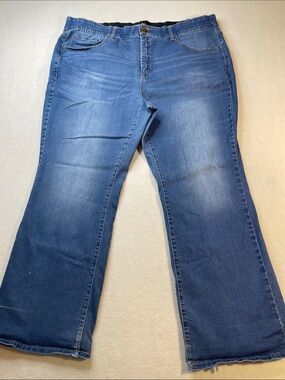 Terra & Sky Women's Medium Blue Flare Jeans SIZE 24 W LITTLE BOOT DRAG